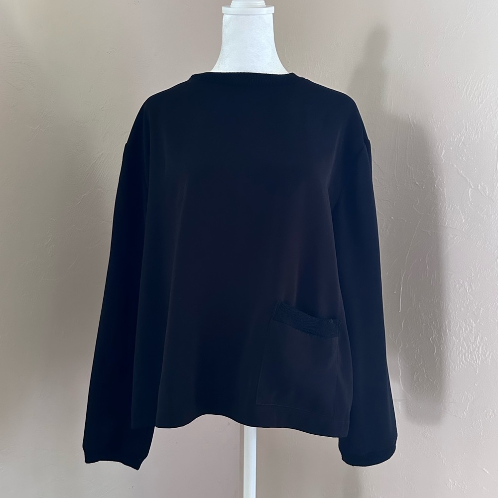 Vintage Hino & Malee Modernist 1980s Black Long Sleeve Pullover Size S